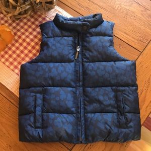 Gap blue leopard puffer vest